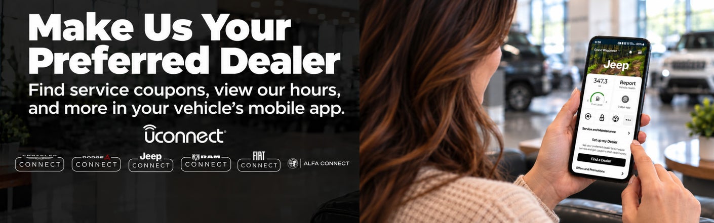 uconnect® make us your preferred dealer | Finnegan Chrysler Jeep Dodge in Rosenberg TX