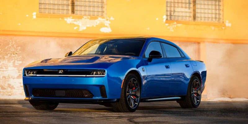A shiny blue Dodge Charger